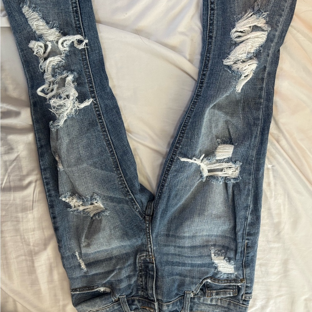 Oasis Blue Boyfriend Jeans Distressed Vintage Look